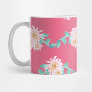 Watercolor flower garland on pink Mug